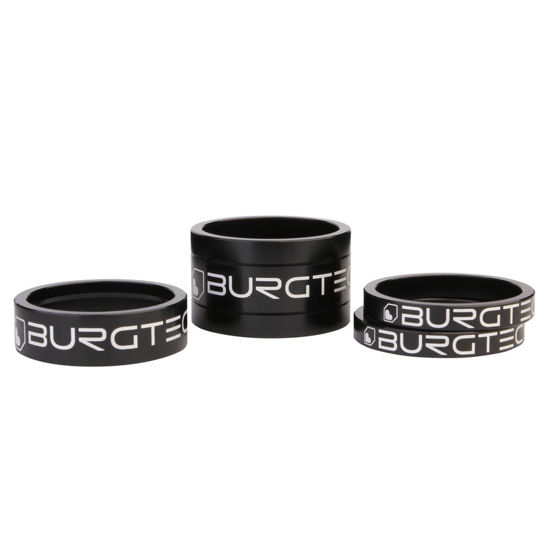 Load image into Gallery viewer, {&quot;ID&quot;=&gt;&quot;1-1/8\&quot;&quot;, &quot;size&quot;=&gt;&quot;(2) 5mm, 10mm, 20mm&quot;, &quot;color&quot;=&gt;&quot;burgtec black&quot;, &quot;package&quot;=&gt;&quot;set/4&quot;}
